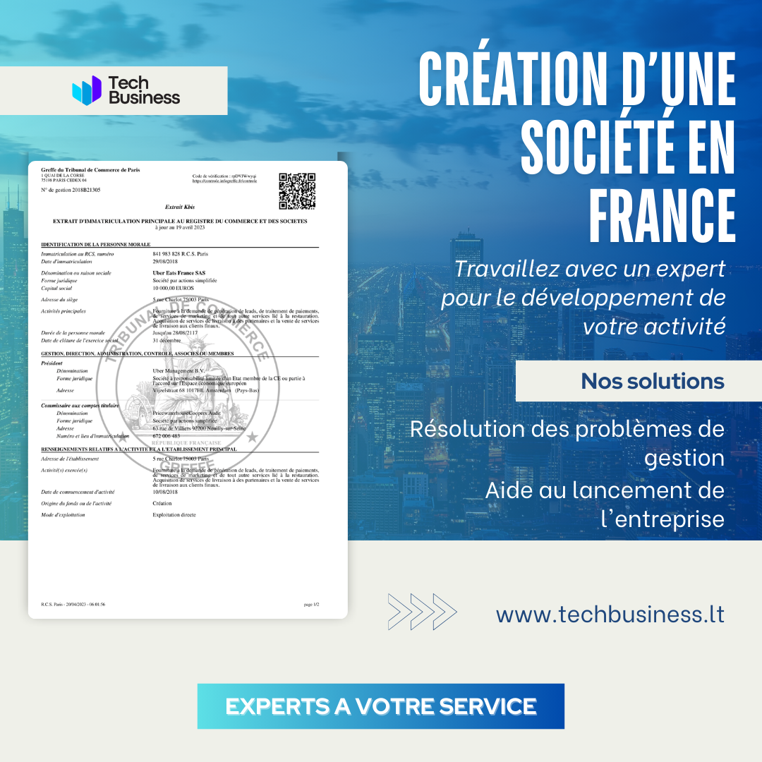 Création d'une société en France