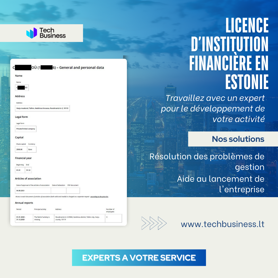 Licence d’institution financière en Estonie